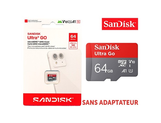 SANDISK Micro SD Ultra 64Go classe 10 SANS ADAPT