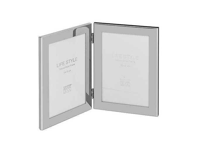 CADRE 2 PH 10X15 VERTICAL COULEUR ARGENTE BRILLANT