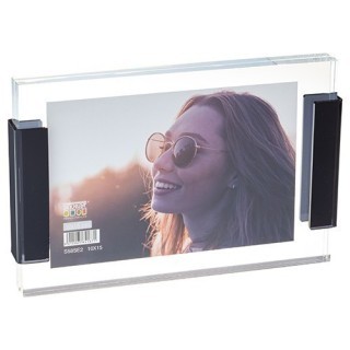 CADRE VERRE EPAIS 10X15 TRANSPARENT AVEC CLIP NOIR