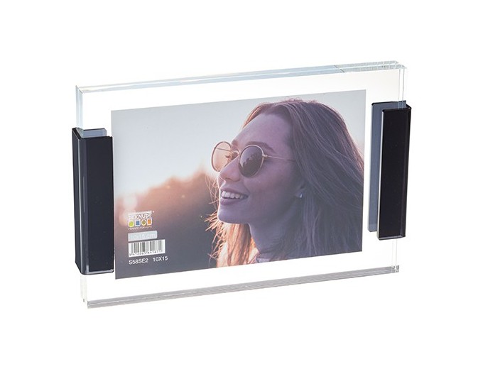 CADRE VERRE EPAIS 10X15 TRANSPARENT AVEC CLIP NOIR