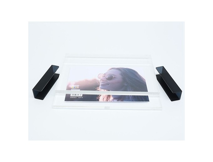 CADRE VERRE EPAIS 10X15 TRANSPARENT AVEC CLIP NOIR