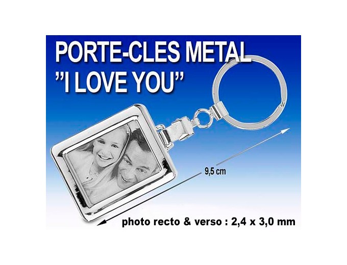 DEKNUDT PORTE-CLEFS  I LOVE YOU  CARRE 25x35mm