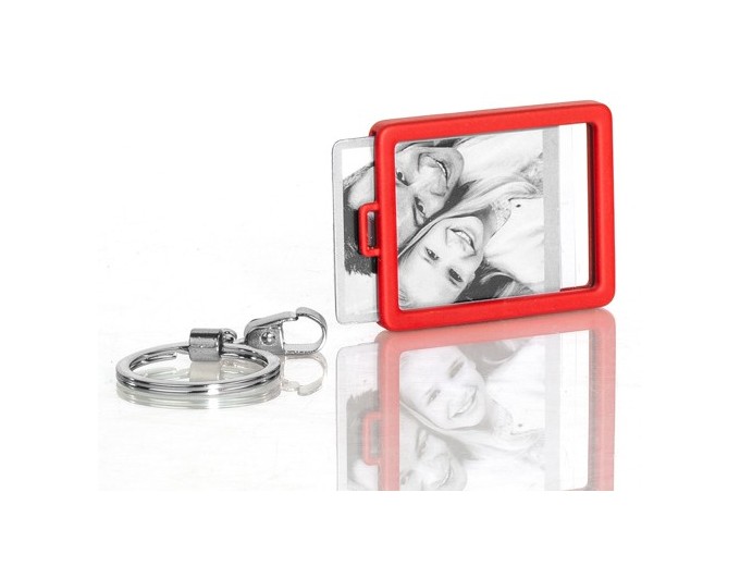 DEKNUDT PORTE-CLEFS ALU 3,5 x 4,5 BORDURE ROUGE