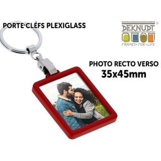 DEKNUDT PORTE-CLEFS ALU 3,5 x 4,5 BORDURE ROUGE