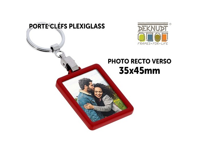 DEKNUDT PORTE-CLEFS ALU 3,5 x 4,5 BORDURE ROUGE