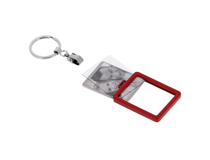 DEKNUDT PORTE-CLEFS ALU 3,5 x 4,5 BORDURE ROUGE