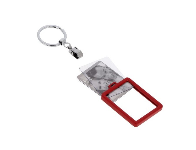 DEKNUDT PORTE-CLEFS ALU 3,5 x 4,5 BORDURE ROUGE