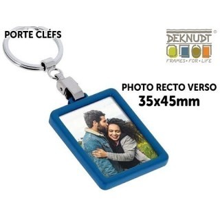 DEKNUDT PORTE-CLEFS ALU 3,5 x 4,5 BORDURE BLEU