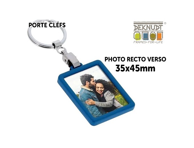 DEKNUDT PORTE-CLEFS ALU 3,5 x 4,5 BORDURE BLEU