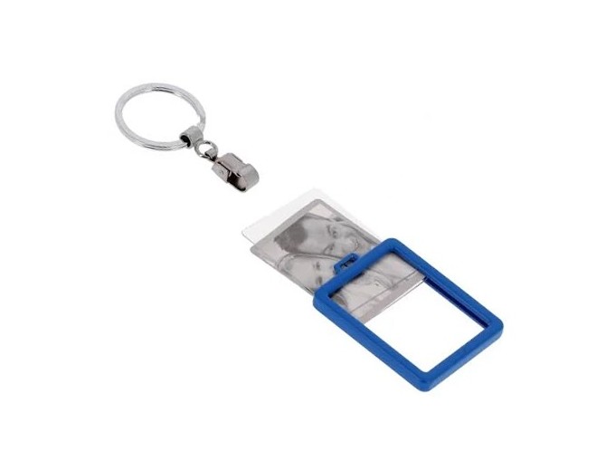 DEKNUDT PORTE-CLEFS ALU 3,5 x 4,5 BORDURE BLEU