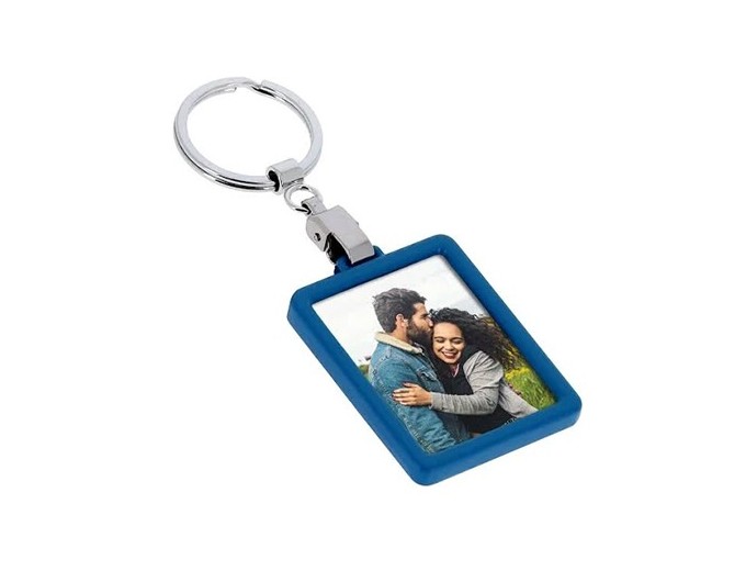DEKNUDT PORTE-CLEFS ALU 3,5 x 4,5 BORDURE BLEU