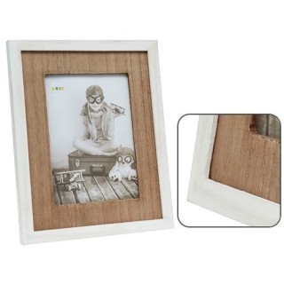 DEKNUDT CADRE BOIS BLANC PH 10X15 AVEC PP TON BOIS