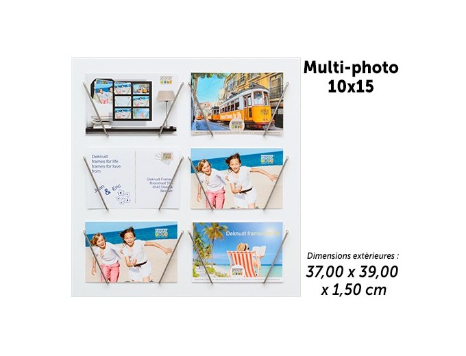 DEKNUDT CADRE MURALE PR 6 PHOTOS 10X15 BLANC