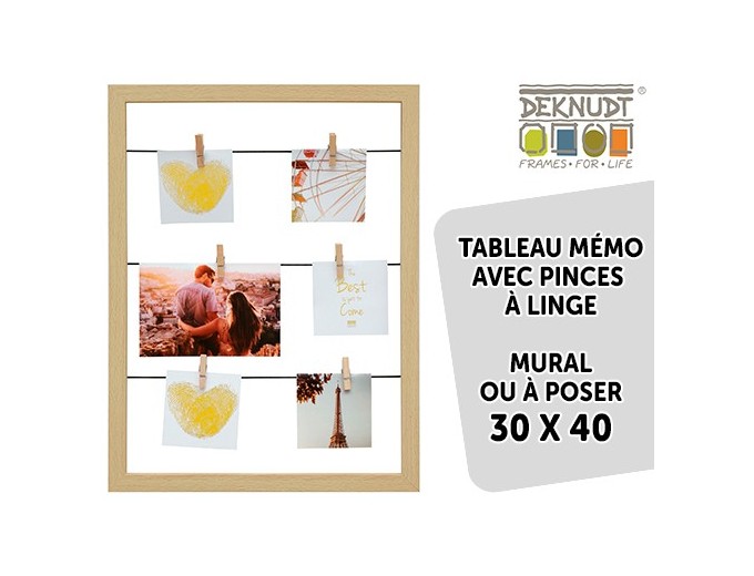 Deknudt tableau mémo 30x40 avec pinces S68VA