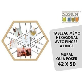 DEKNUDT TABLEAU MEMO HEXAG NATUR 42X50 AVEC PINCES