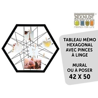DEKNUDT TABLEAU MEMO HEXAG NOIR 42X50 AVEC PINCES