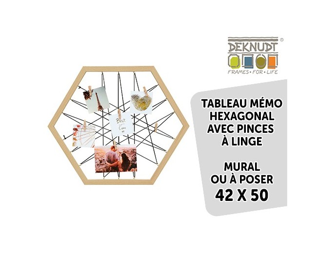 DEKNUDT TABLEAU MEMO HEXAG NATUR 42X50 AVEC PINCES