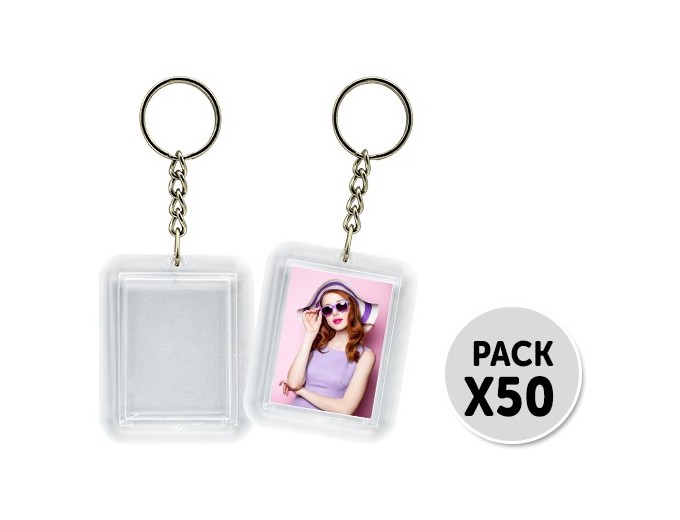 LOT DE 50 PORTE-CLES 3,5X4,5 EMBALLAGE INDIVIDUEL