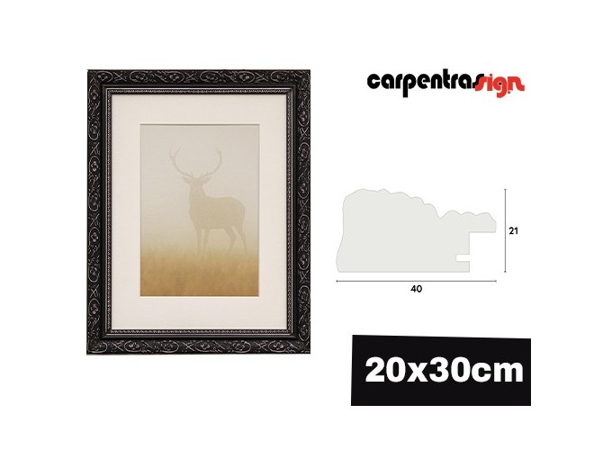 CADRE 20X30 BOIS BAROCK NOIR