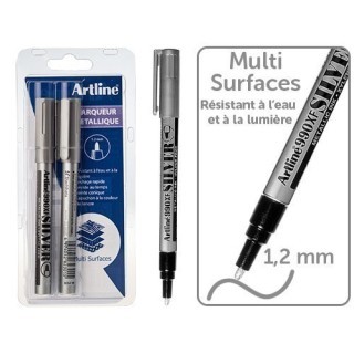 WALTHER BLISTER 2 MARQUEURS ARGENT EXTRA FIN 12mm