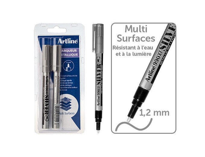 WALTHER BLISTER 2 MARQUEURS ARGENT EXTRA FIN 12mm