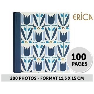 ERICA ALBUM 11,5X15 MEMO  FLOWERS3  200P BLEU