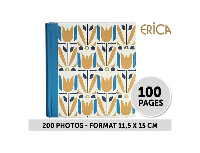 ERICA ALBUM 11,5X15 MEMO  FLOWERS  200P BLEU JAUNE