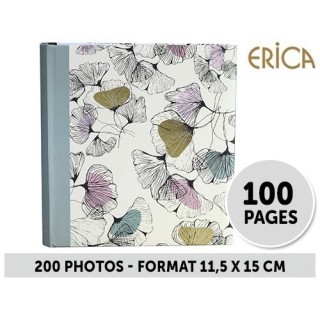 ERICA ALBUM 11,5X15 MEMO  FLOWERS3  200P GRIS NOIR