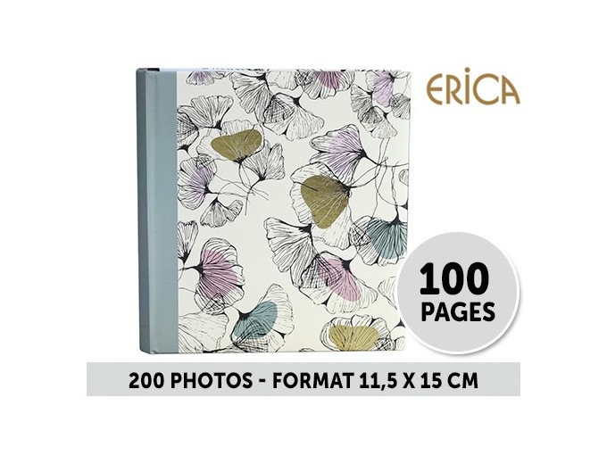 ERICA ALBUM 11,5X15 MEMO  FLOWERS3  200P GRIS NOIR