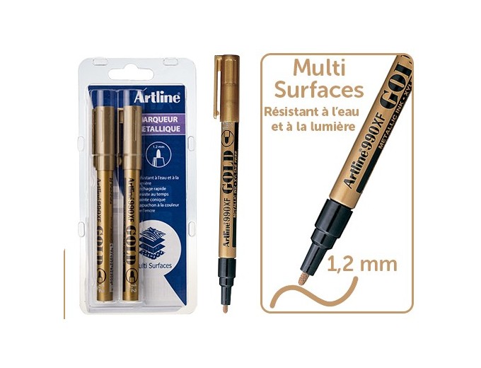 WALTHER BLISTER DE 2 MARQUEURS OR EXTRA FIN  12mm