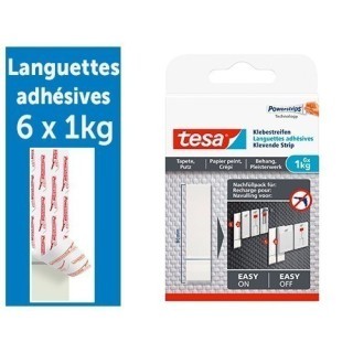 TESA BOITE 6 LANGUETTES ADHESIVES AMOVIBLES 1KG