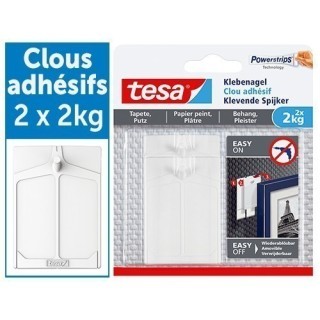 BOITE DE 2 CLOUS ADHESIFS TESA POIDS JUSQU'A 2KG