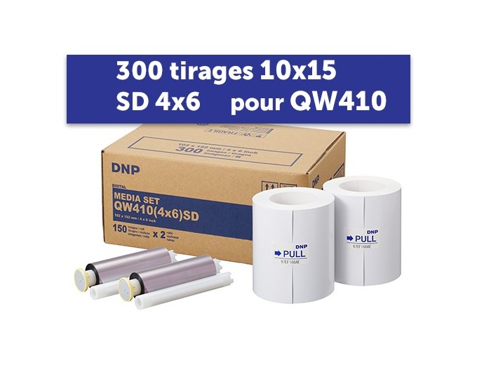 PAPIER DNP pour DP-QW410 300 tirages 10X15 stand