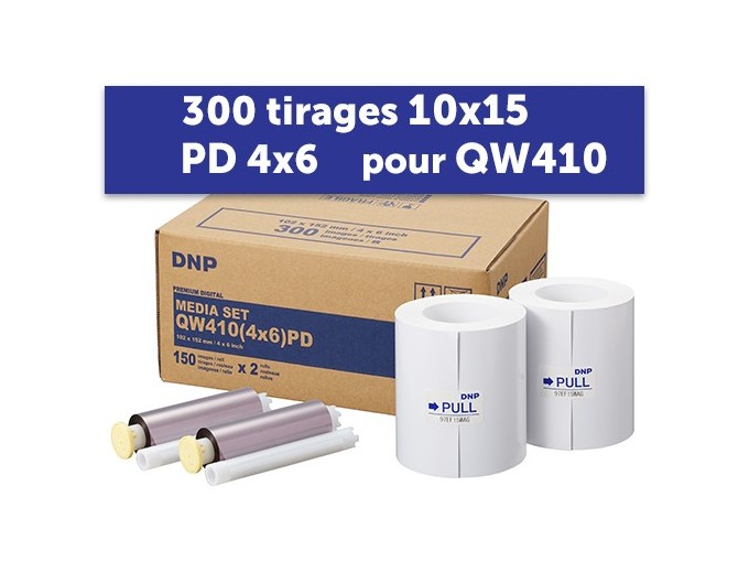 PAPIER DNP pour DP-QW410 300 tirages 10X15 premium