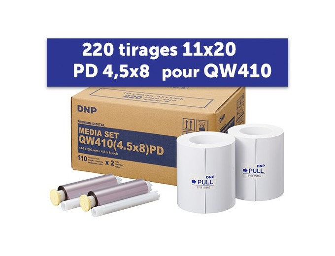 PAPIER DNP pour DP-QW410 220 tirages 11X20 premium
