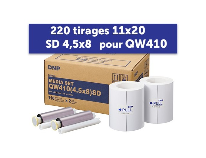 PAPIER DNP pour DP-QW410 220 tirages 11X20 stand