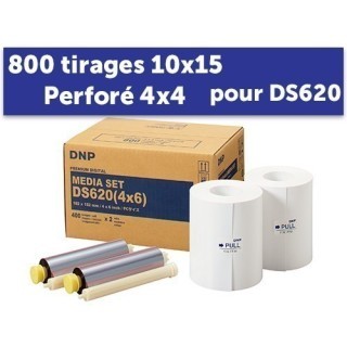 PAPIER DNP pour DS620 800 tirages10X15 perfore 4x4