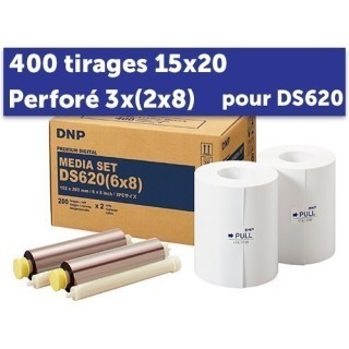 PAPIER DNP DS620 400 tirages15X20 perfore 3x(2x8)