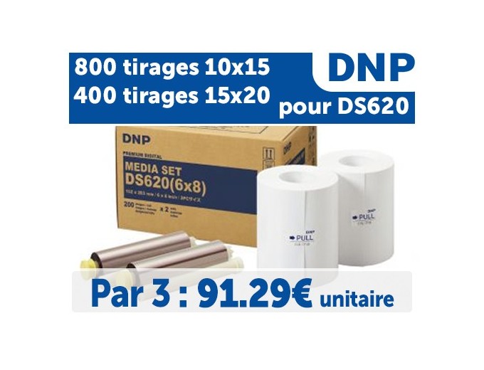 * 3 Pack ** PAPIER DNP pour DS620  10X15 X 15x20