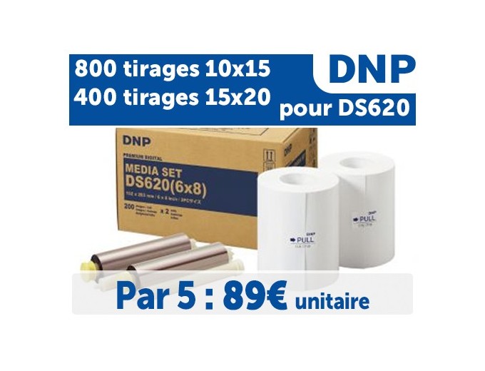 * 5 Pack ** PAPIER DNP pour DS620  10X15 X 15x20