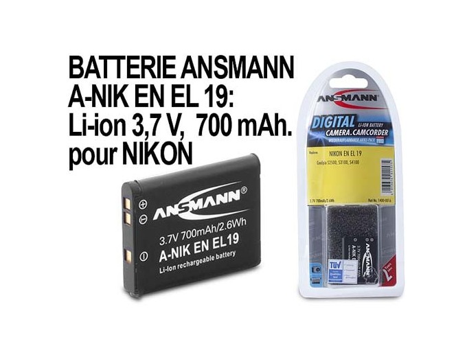ANSMANN ACCUS POUR NIKON ENEL19