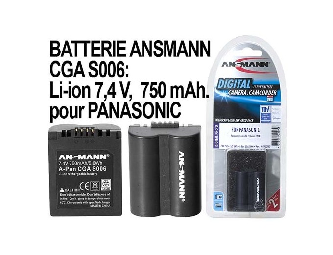 ANSMANN ACCUS POUR PANASONIC CGAS006