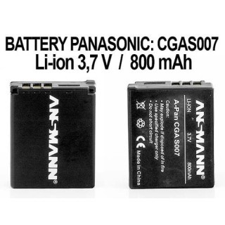 ANSMANN ACCUS POUR PANASONIC CGAS007  37V 800mAh