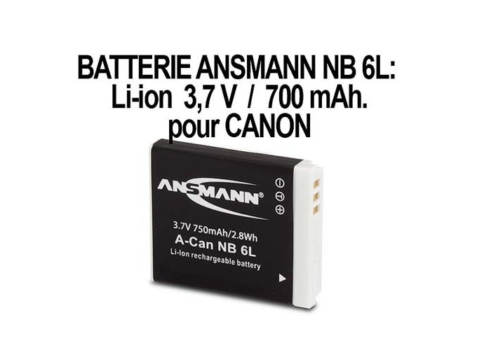 ANSMANN ACCUS POUR CANON NB6L  37V 750mAh
