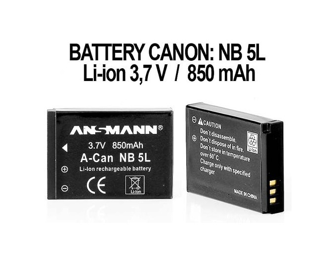 ANSMANN ACCUS POUR CANON NB5L  37V 750mAh