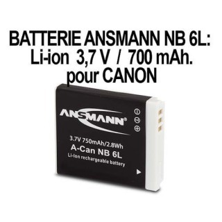 ANSMANN ACCUS POUR CANON NB6L  37V 750mAh