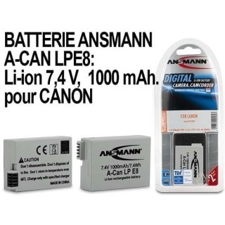 ANSMANN ACCUS POUR CANON LPE8  74V 1000mAh