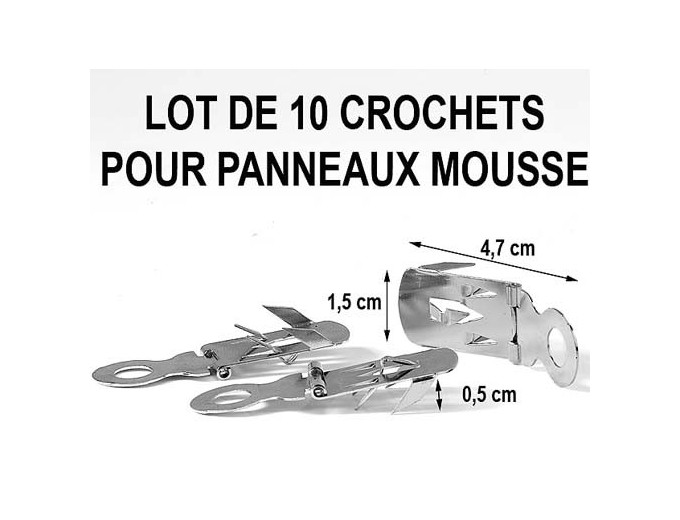 FILMOLUX LOT DE 10 CROCHETS POUR PANNEAU MOUSSE