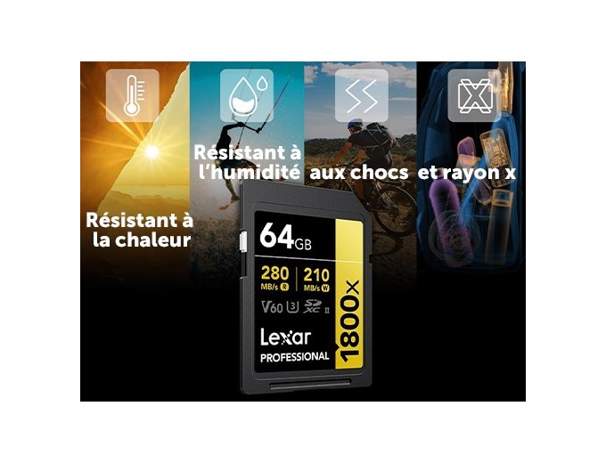 Lexar SDXCII 64Go 1800x Professionnal Class 10