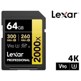 Lexar SDXC 64Go 2000x Professionnal Class 10 UHSII